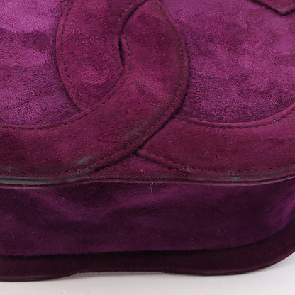 Chanel Around 1990 Made Suede Big Cc Mark Stitch Fringe Chain Bag Purple