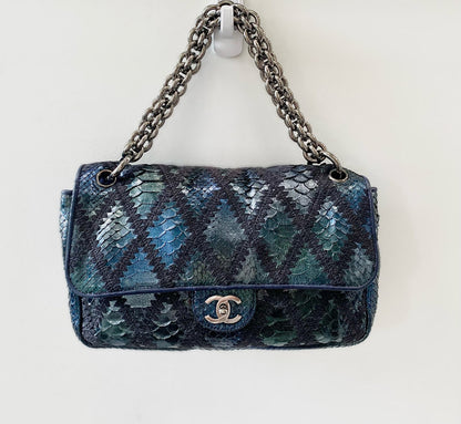 Chanel PYTHON CROCHET JUMBO FLAP Bag