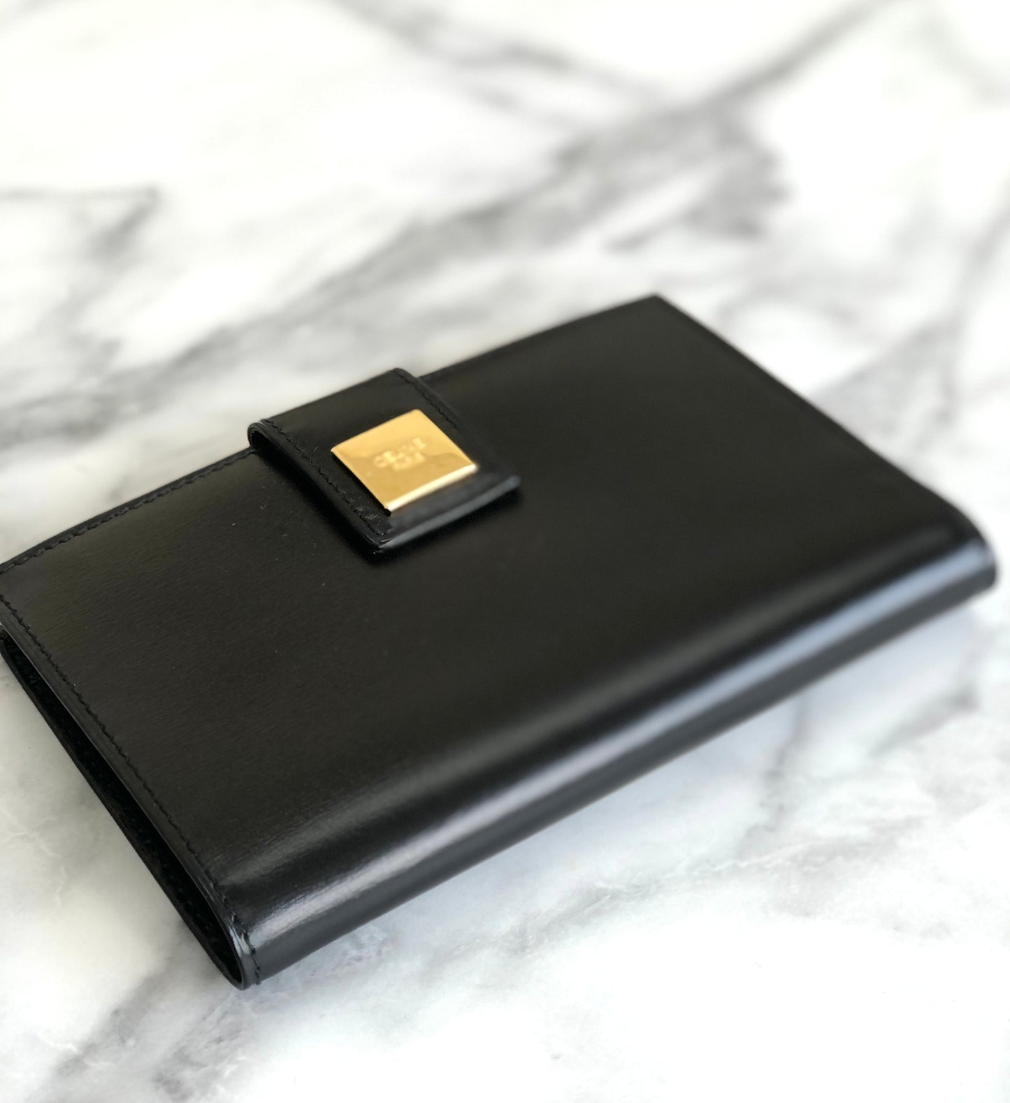 CELINE Logo Compact Wallet Black Accessory Vintage Old celine vxrc5h