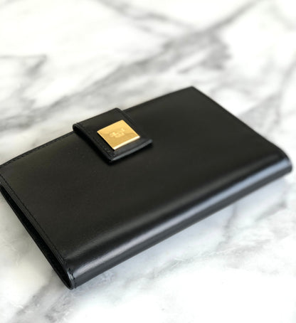 CELINE Logo Compact Wallet Black Accessory Vintage Old celine vxrc5h
