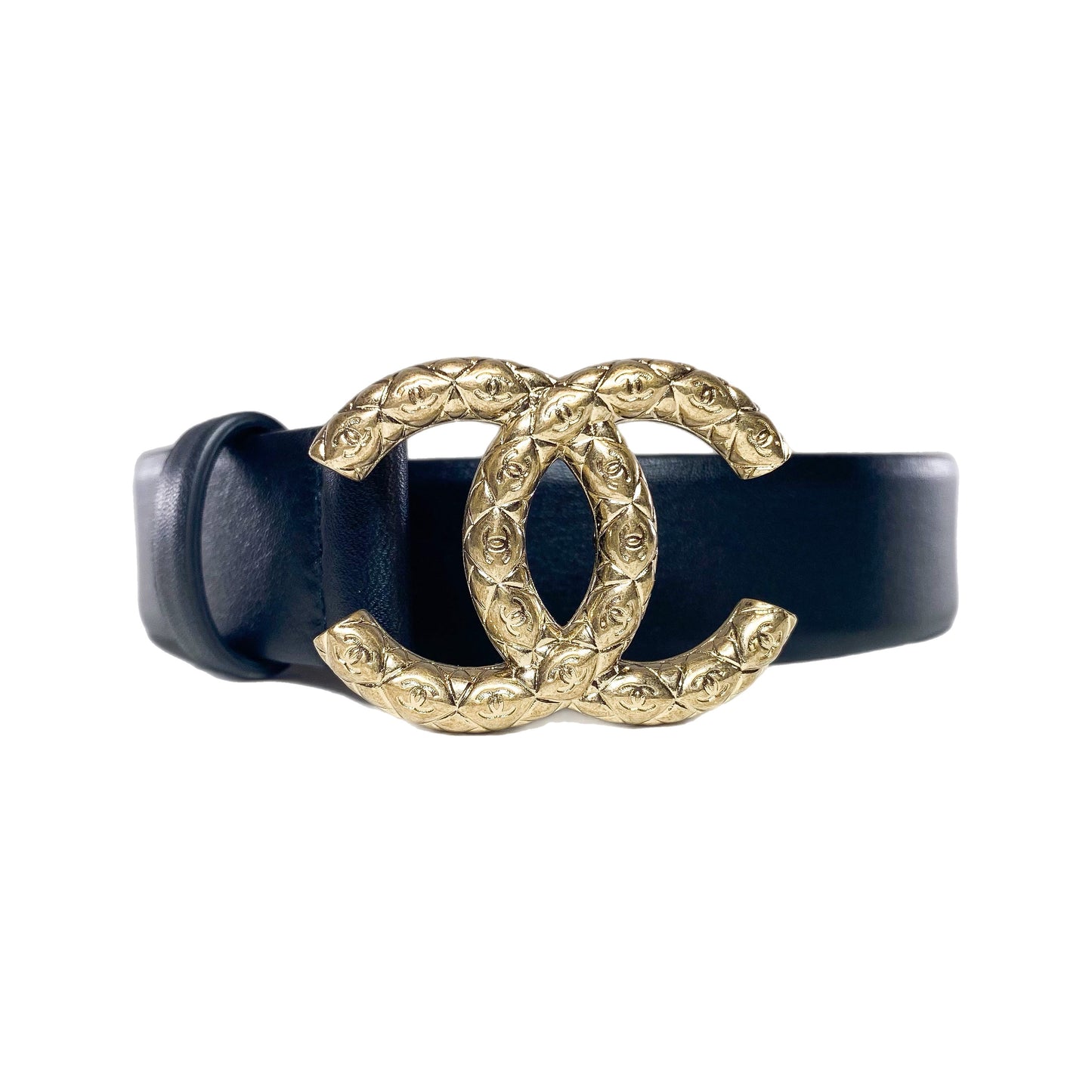 Chanel Black Quilted CC Buckle Belt