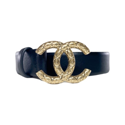 Chanel Black Quilted CC Buckle Belt