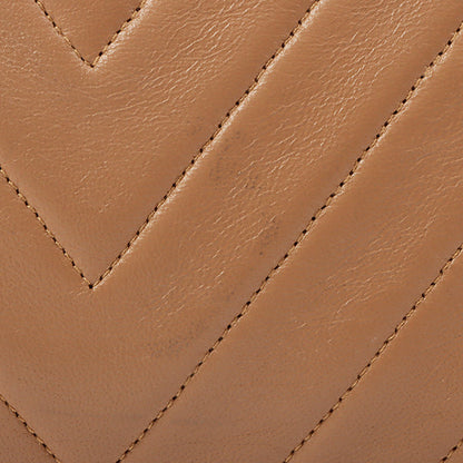 Chanel Around 1990 Made Chevron Cc Mark Plate Metal Clasp Chain Bag Pale Brown