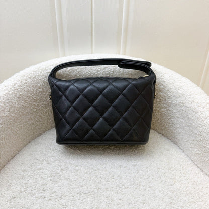 Chanel Classic Quilted Hobo Clutch on Chain in Black Caviar and LGHW (Model: AP4386)