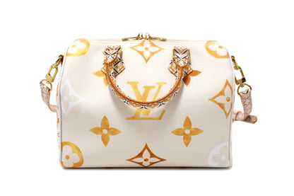 NEW Louis Vuitton Limited Edition Beige/Orange Monogram Giant By The Pool 2.0 Speedy 25 Bandouliere Bag
