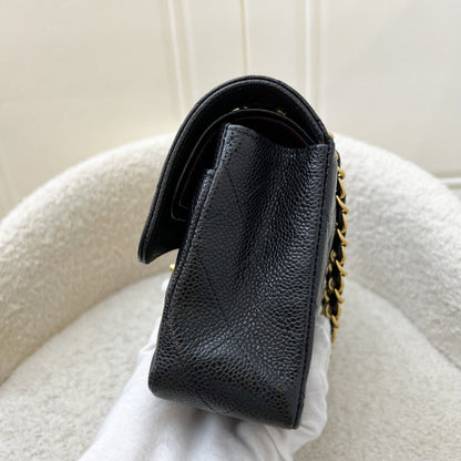 Chanel Small Classic Flap CF in Black Caviar and GHW (Model: A01113)