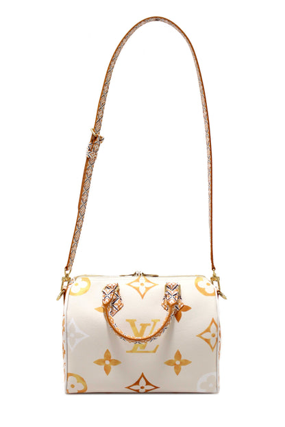 NEW Louis Vuitton Limited Edition Beige/Orange Monogram Giant By The Pool 2.0 Speedy 25 Bandouliere Bag