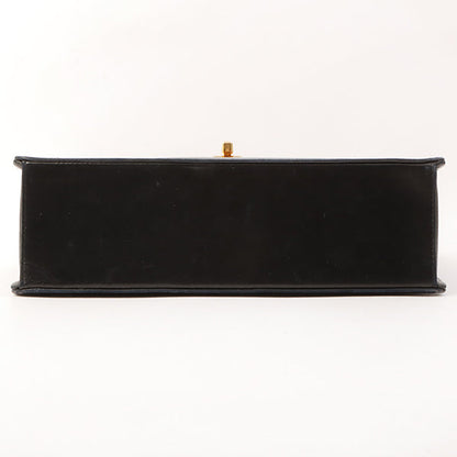 Chanel Around 1990 Made Design Flap Logo Turn Lock Chain Bag Black