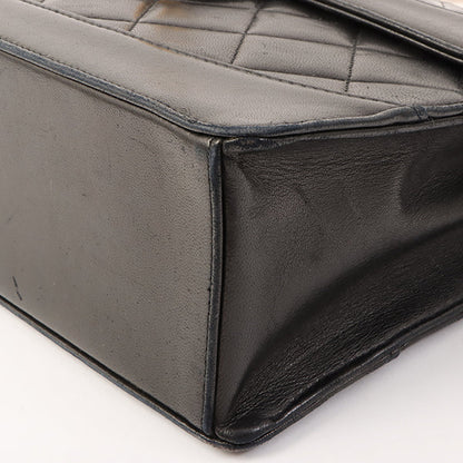 Chanel Around 1990 Made Design Flap Logo Turn Lock Chain Bag Black