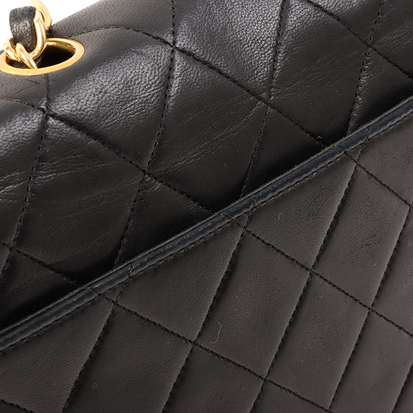 Chanel Around 1990 Made Design Flap Logo Turn Lock Chain Bag Black