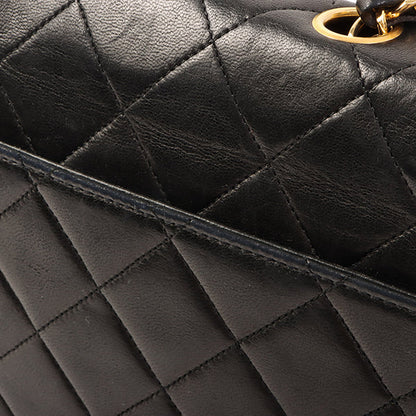 Chanel Around 1990 Made Design Flap Logo Turn Lock Chain Bag Black