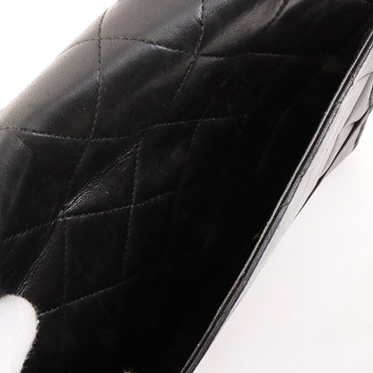Chanel Around 1990 Made Design Flap Logo Turn Lock Chain Bag Black