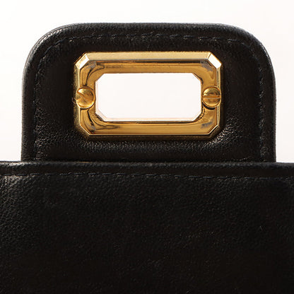 Chanel Around 1990 Made Design Flap Logo Turn Lock Chain Bag Black