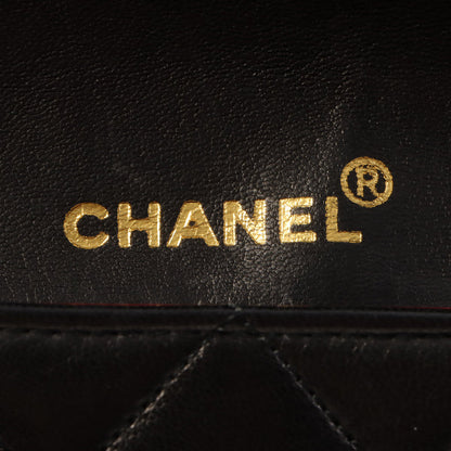 Chanel Around 1990 Made Design Flap Logo Turn Lock Chain Bag Black