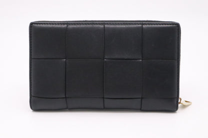 Bottega Veneta Casette Zippy Wallet in Black Intrecciato Leather