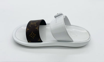 LOUIS VUITTON MONOGRAM STRAP SUNBATH MULES