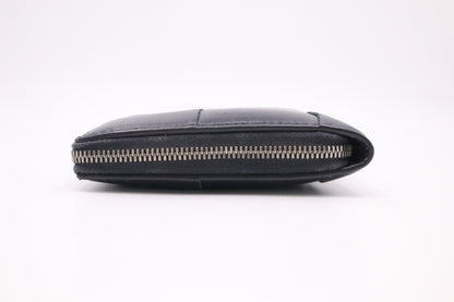 Bottega Veneta Cassette Zippy Wallet in Navy Blue Intrecciato Leather