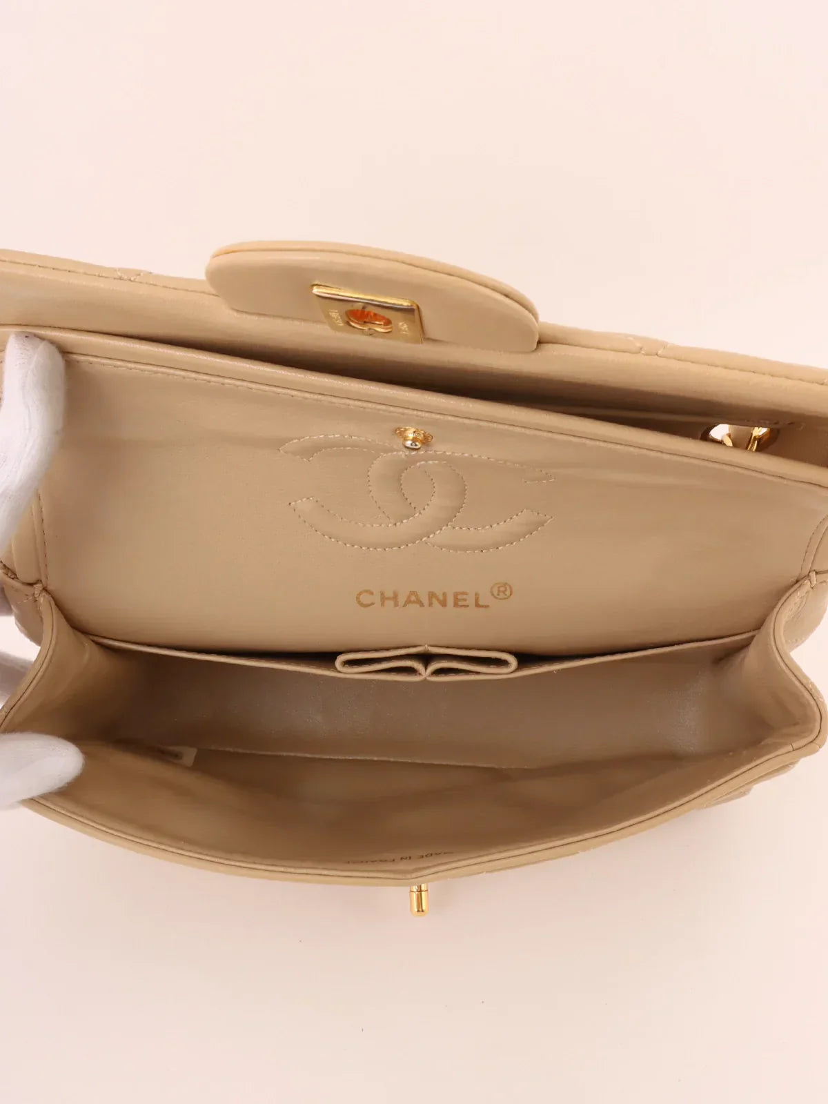 Chanel Around  Made Classic New Chain Bag Cm Beige