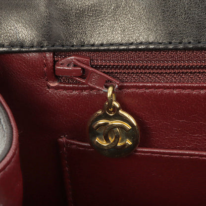 Chanel Around 1995 Made Design Flap Turn-Lock Chain Hand Bag Black
