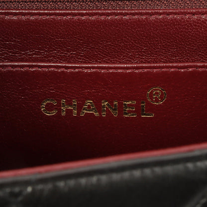 Chanel Around 1995 Made Design Flap Turn-Lock Chain Hand Bag Black