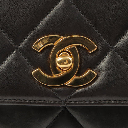 Chanel Around 1995 Made Design Flap Turn-Lock Chain Hand Bag Black