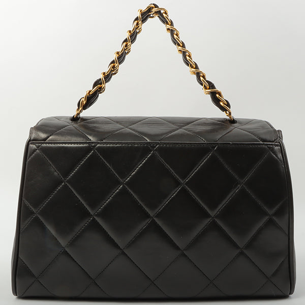 Chanel Around 1995 Made Design Flap Turn-Lock Chain Hand Bag Black