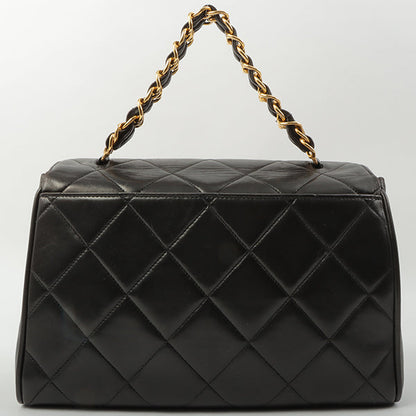 Chanel Around 1995 Made Design Flap Turn-Lock Chain Hand Bag Black