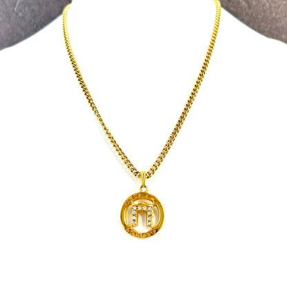 CELINE Logo Arc de Triomphe Necklace Gold Accessory Vintage Old Celine irsz8n