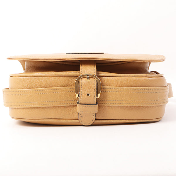 Celine Logo Embossed Shoulder Bag Beige