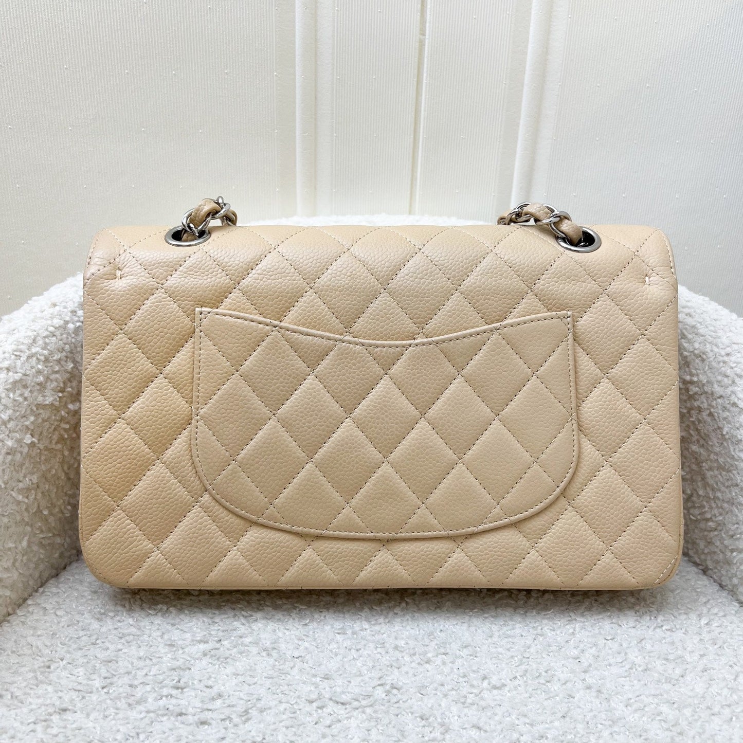 Chanel Medium Classic Flap CF in Beige Caviar and SHW