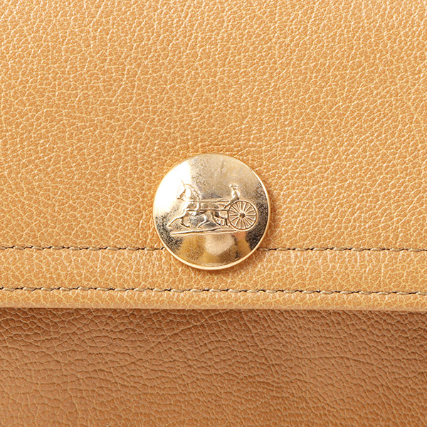 Celine Logo Embossed Shoulder Bag Beige