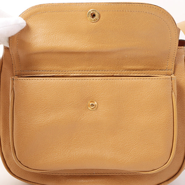 Celine Logo Embossed Shoulder Bag Beige