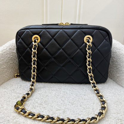Chanel 24P Camera Shoulder Bag in Black Calfskin and AGHW