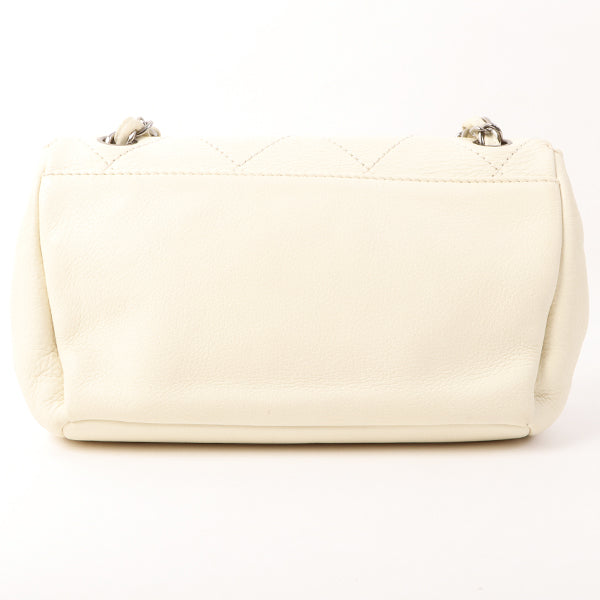 Chanel Around 2005 Made Logo Plate Chain Bag Ivory