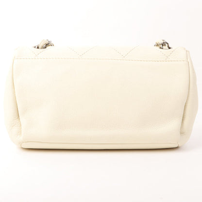 Chanel Around 2005 Made Logo Plate Chain Bag Ivory