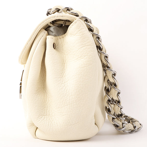 Chanel Around 2005 Made Logo Plate Chain Bag Ivory