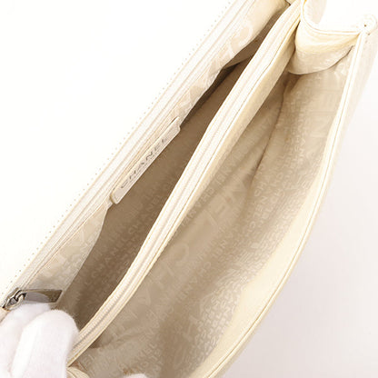 Chanel Around 2005 Made Logo Plate Chain Bag Ivory