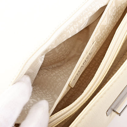 Chanel Around 2005 Made Logo Plate Chain Bag Ivory