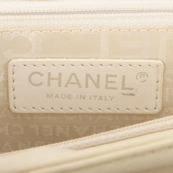 Chanel Around 2005 Made Logo Plate Chain Bag Ivory