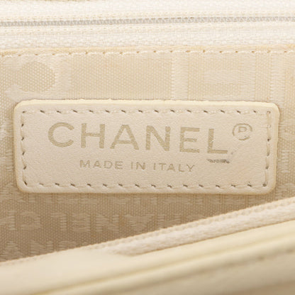 Chanel Around 2005 Made Logo Plate Chain Bag Ivory