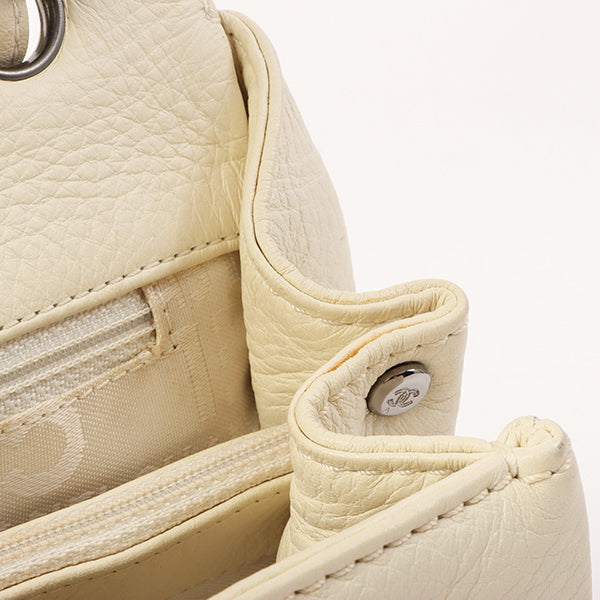 Chanel Around 2005 Made Logo Plate Chain Bag Ivory