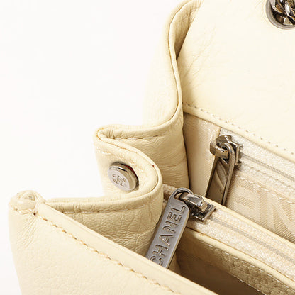 Chanel Around 2005 Made Logo Plate Chain Bag Ivory