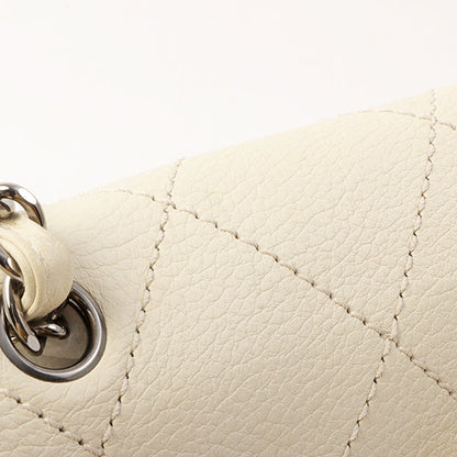 Chanel Around 2005 Made Logo Plate Chain Bag Ivory