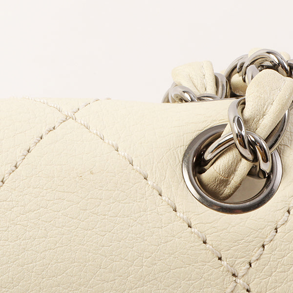 Chanel Around 2005 Made Logo Plate Chain Bag Ivory