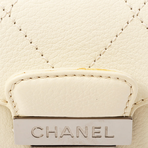 Chanel Around 2005 Made Logo Plate Chain Bag Ivory