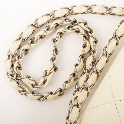 Chanel Around 2005 Made Logo Plate Chain Bag Ivory