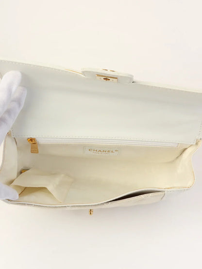 Chanel Around  Made Wild Stitch Turn-Lock Top Handle Bag Ivory/White