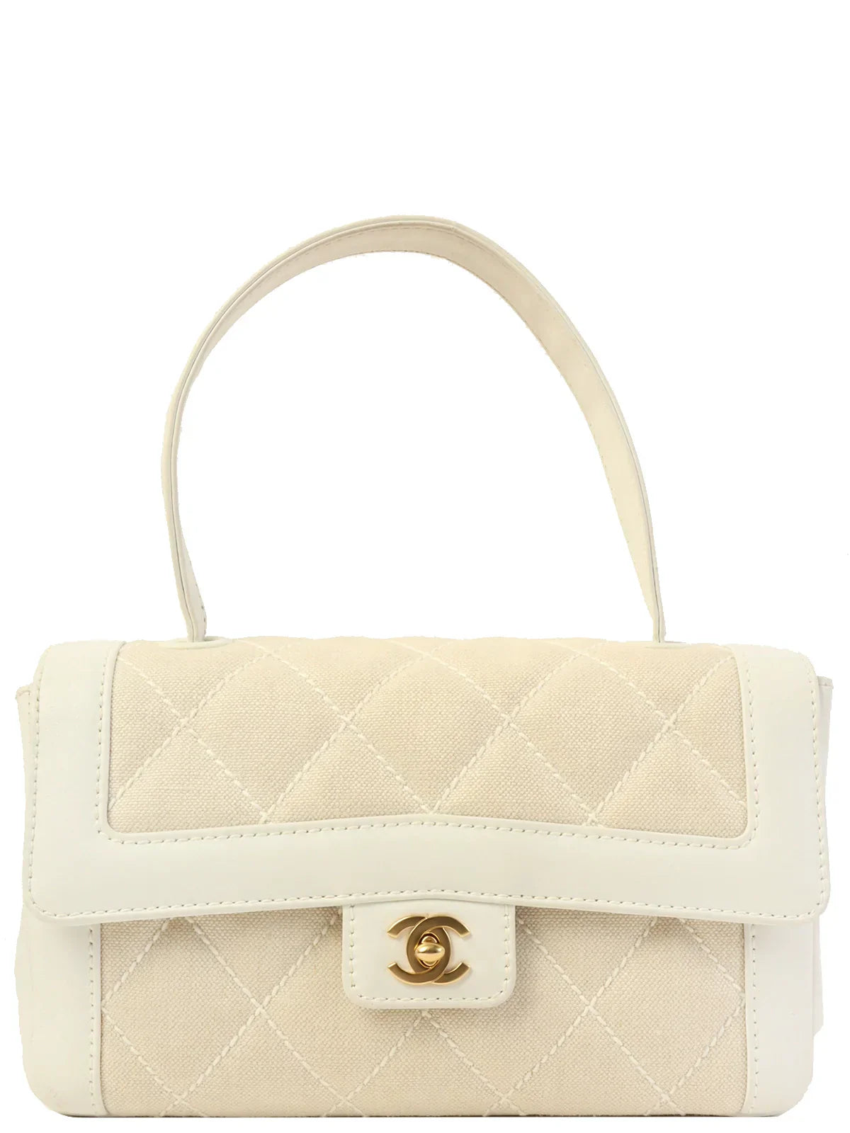 Chanel Around  Made Wild Stitch Turn-Lock Top Handle Bag Ivory/White