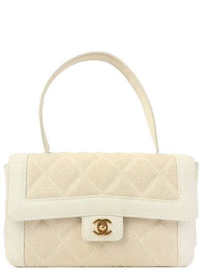 Chanel Around  Made Wild Stitch Turn-Lock Top Handle Bag Ivory/White