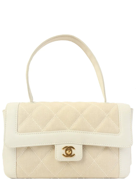 Chanel Around  Made Wild Stitch Turn-Lock Top Handle Bag Ivory/White